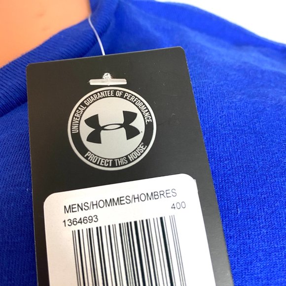Sale🌿 Under Armour Wordmark Blue Cotton Sh Slv T-Shirt Men Size XXL 1364693 400 - Picture 6 of 7